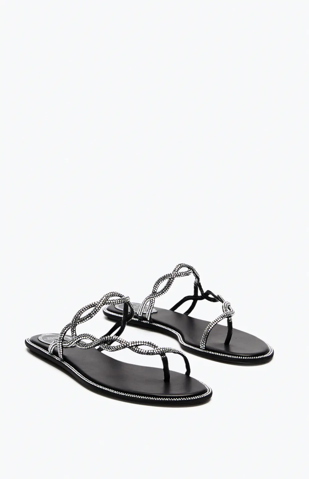 Rene Caovilla BRAID BLACK FLAT SANDAL 10