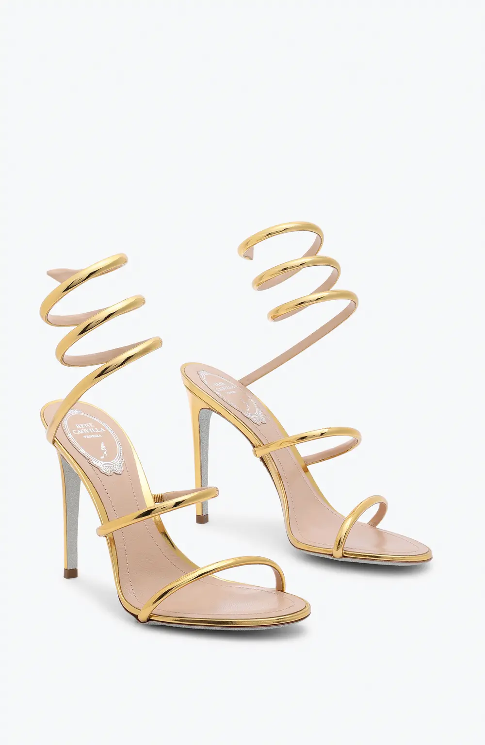 Rene Caovilla CLEO METALLIC DARK GOLD MIRROR CALF SANDAL