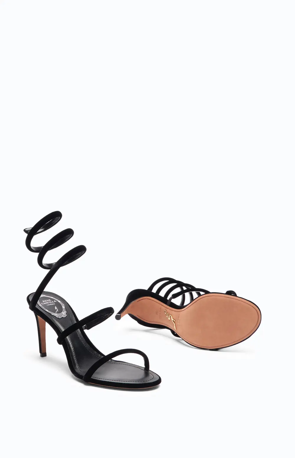 Rene Caovilla CLEO BLACK VELVET SANDAL 80
