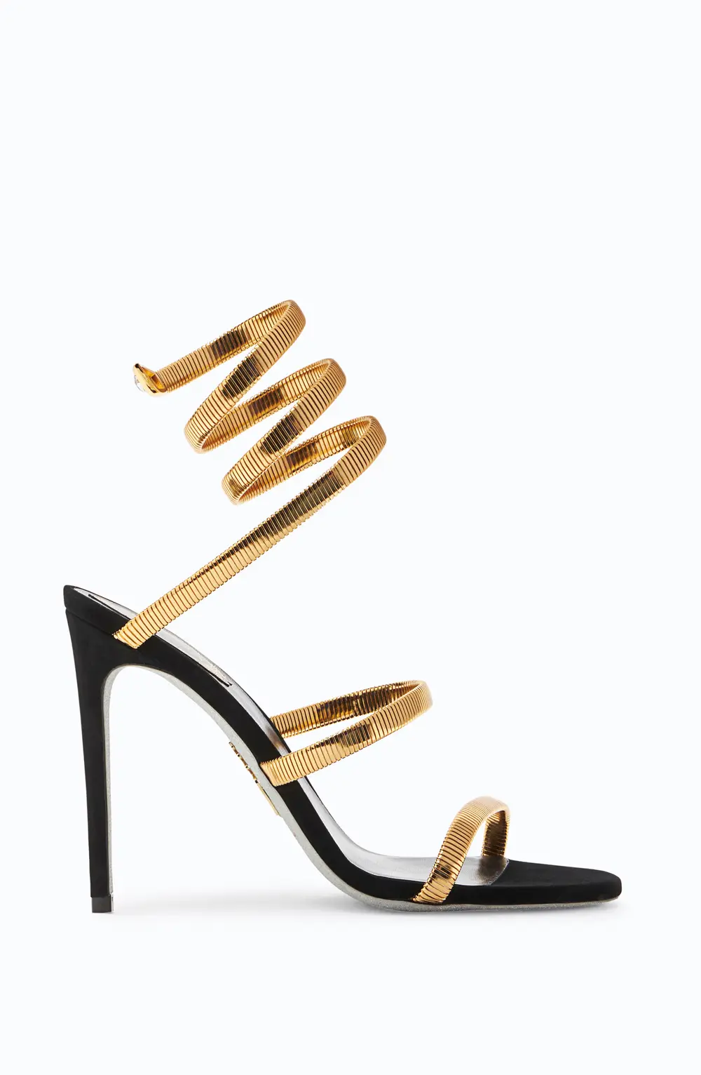 Rene Caovilla JUNIPER BLACK AND GOLD SANDAL 105