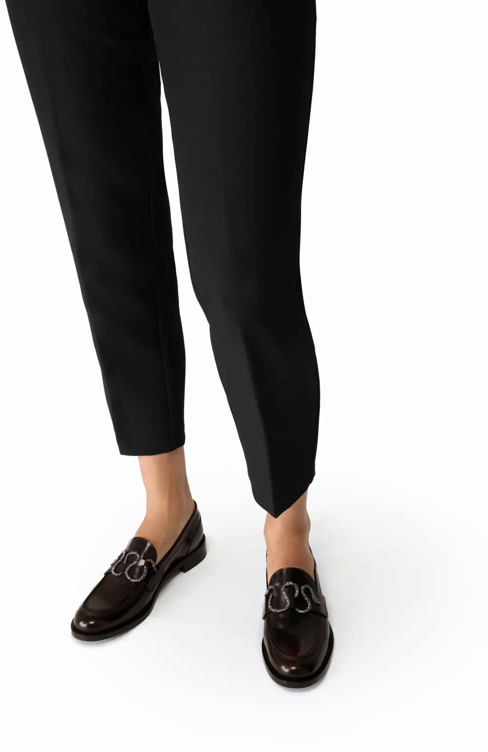 Rene Caovilla MORGANA DARK BROWN LOAFER WITH CRYSTALS 20
