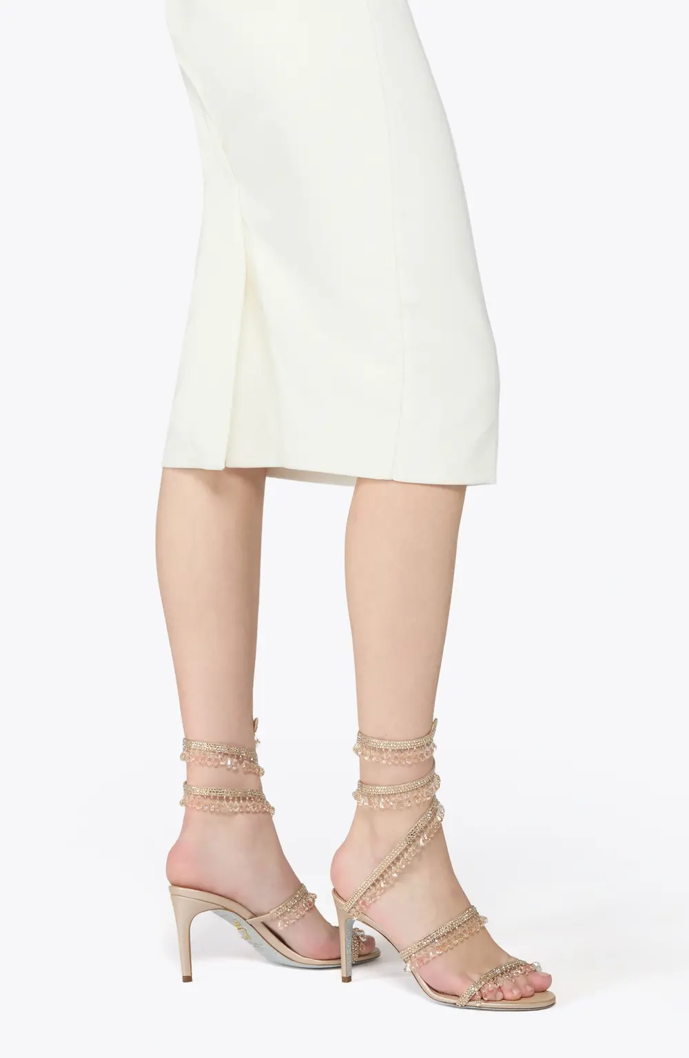 Rene Caovilla CHANDELIER CHAMPAGNE SANDAL 80