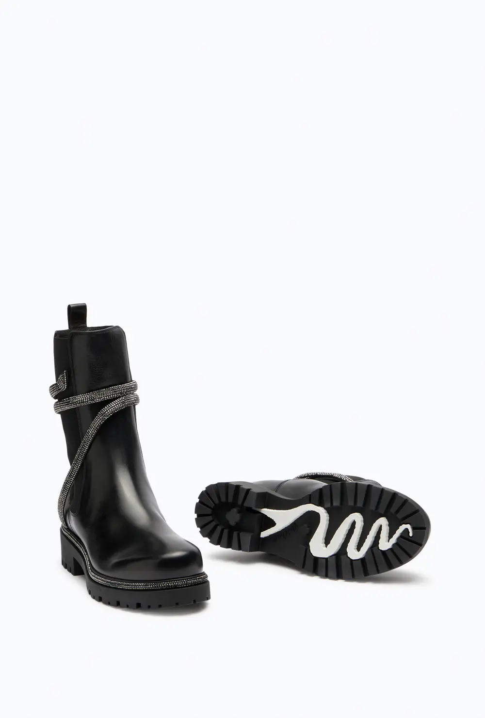 Rene Caovilla Cleo Combat Black Biker Boots