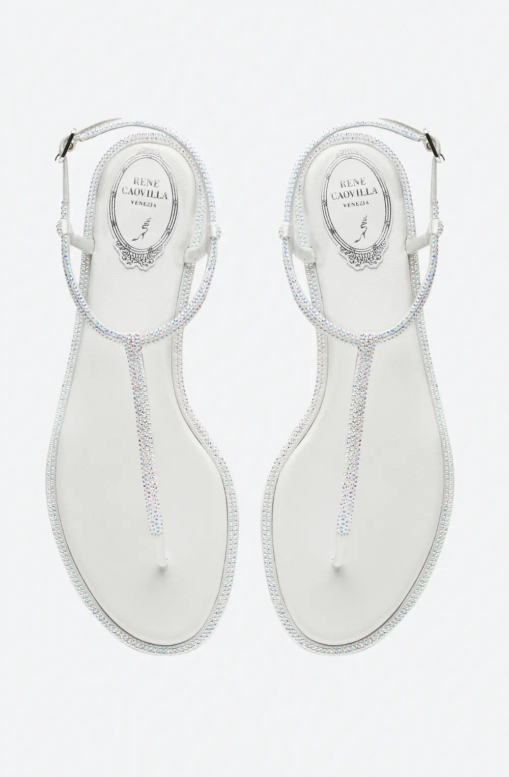 Rene Caovilla DIANA WHITE SANDAL WITH CRYSTALS 10