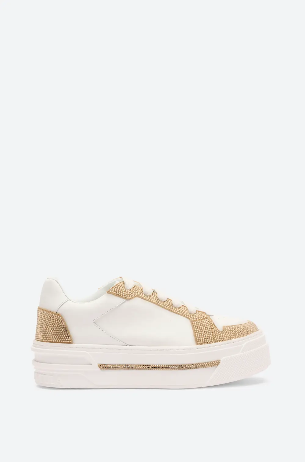 Rene Caovilla XTRA WHITE-GOLD SNEAKER WITH CRYSTALS 50