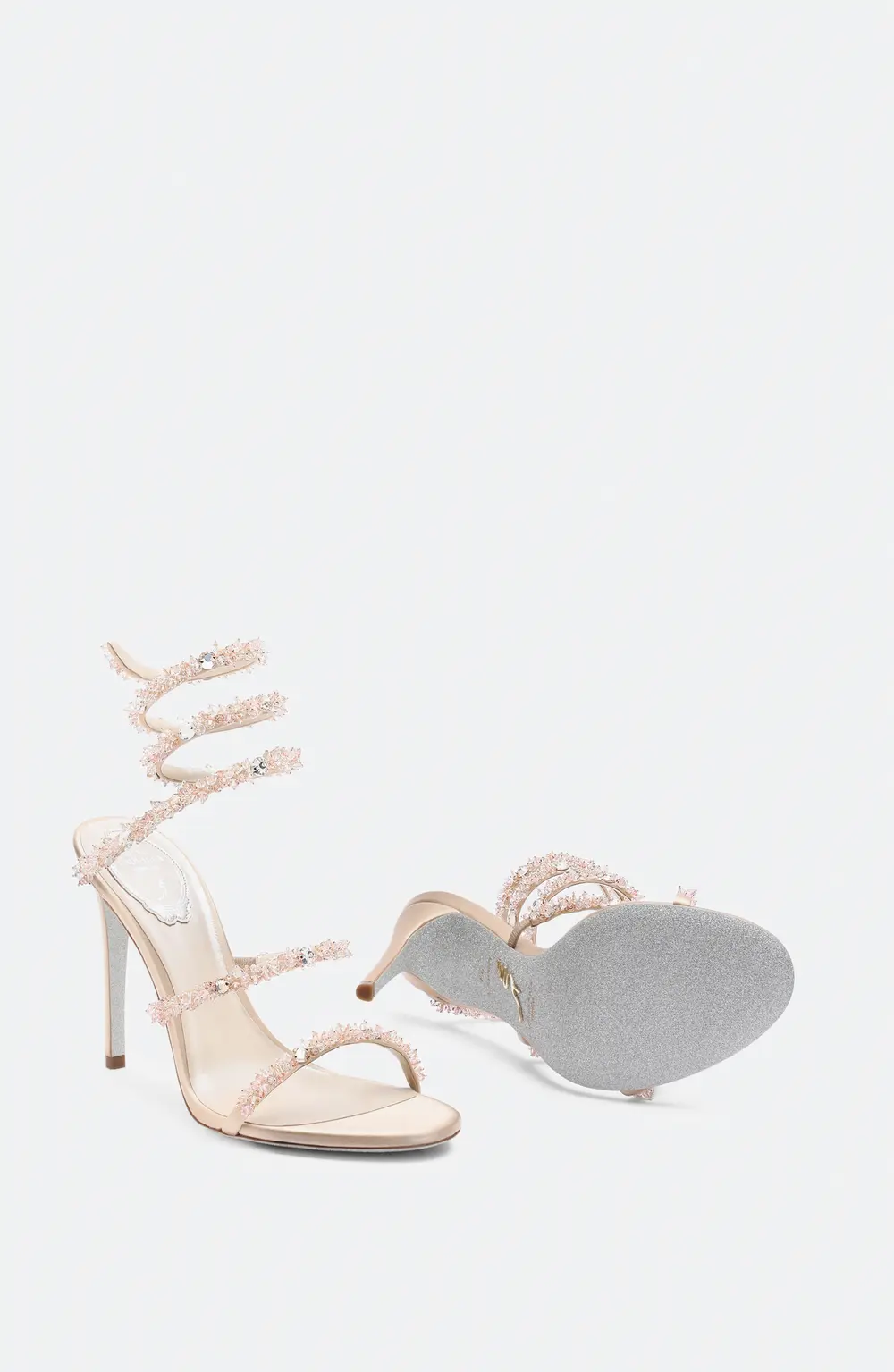 Rene Caovilla Cinderella Nude Sandal With Serpent 105