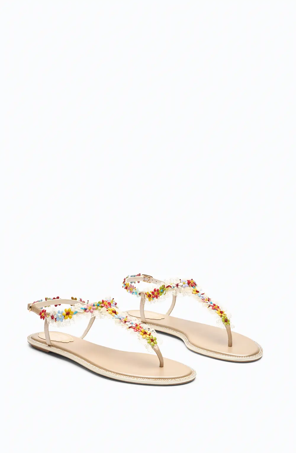 Rene Caovilla BLOOM NUDE FLAT SANDAL 10