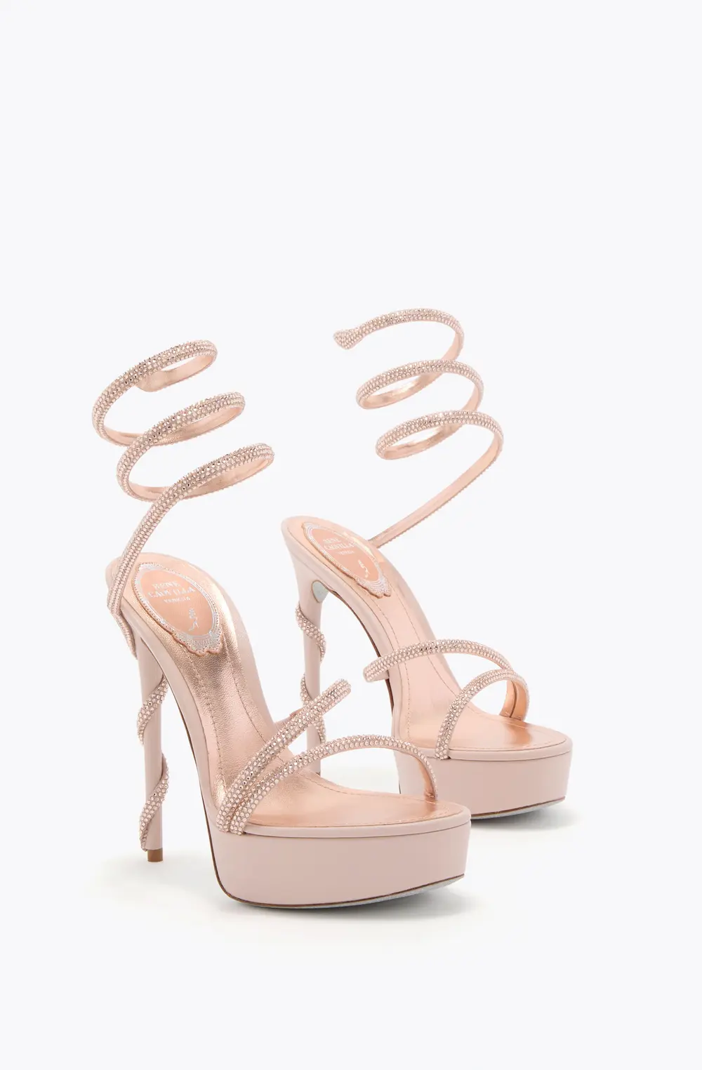 Rene Caovilla MARGOT BLUSH PINK PLATFORM SANDAL 130