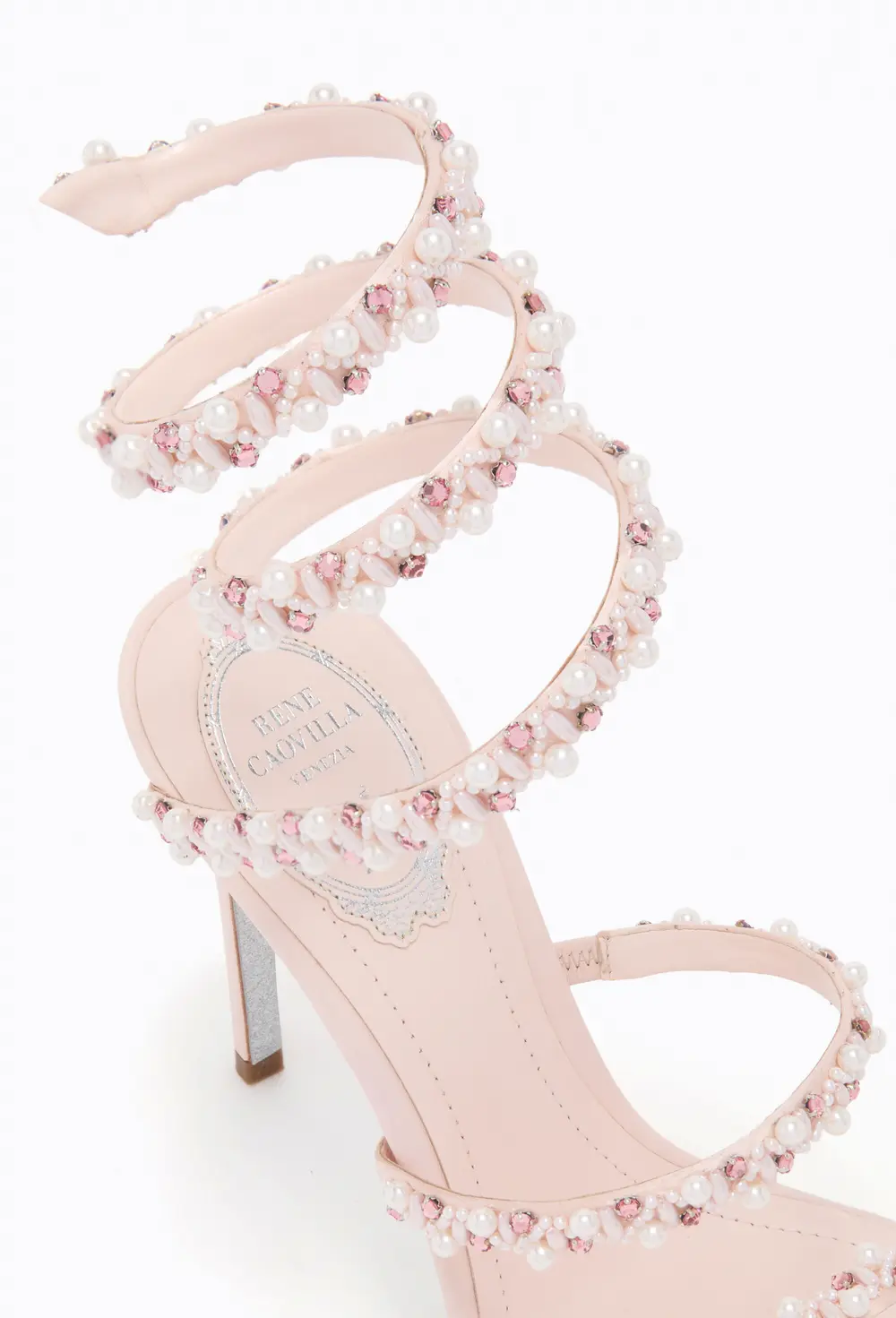 Rene Caovilla GOLDEN POWDER PINK SANDAL 80