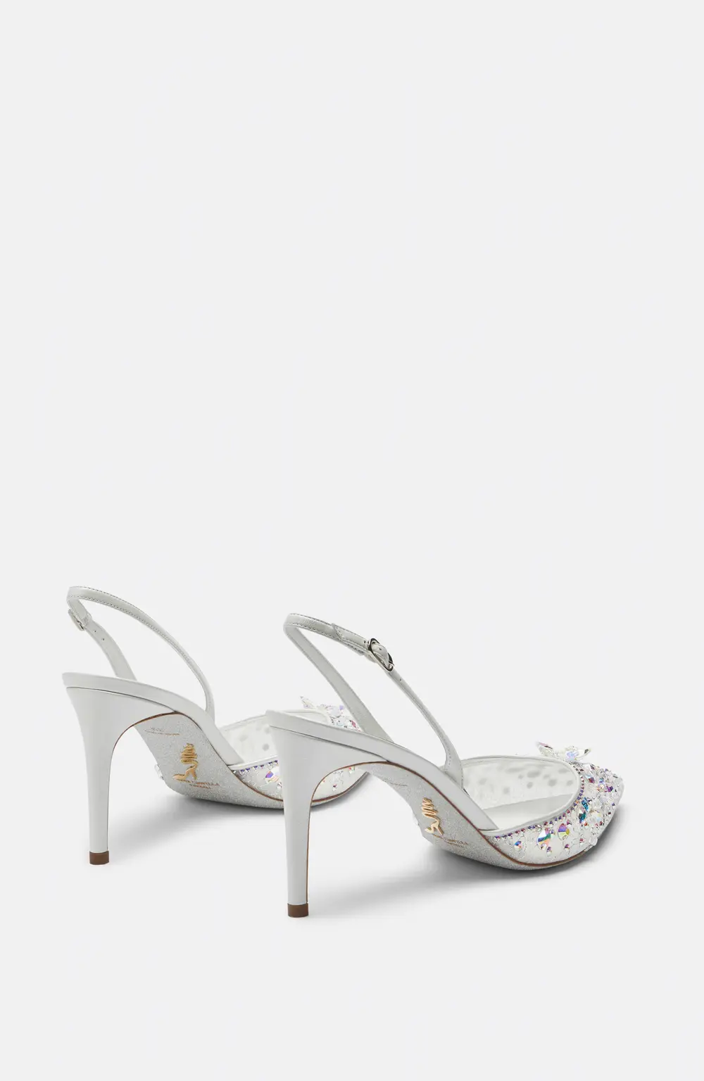 Rene Caovilla Cinderella White Slingback With Crystal 80
