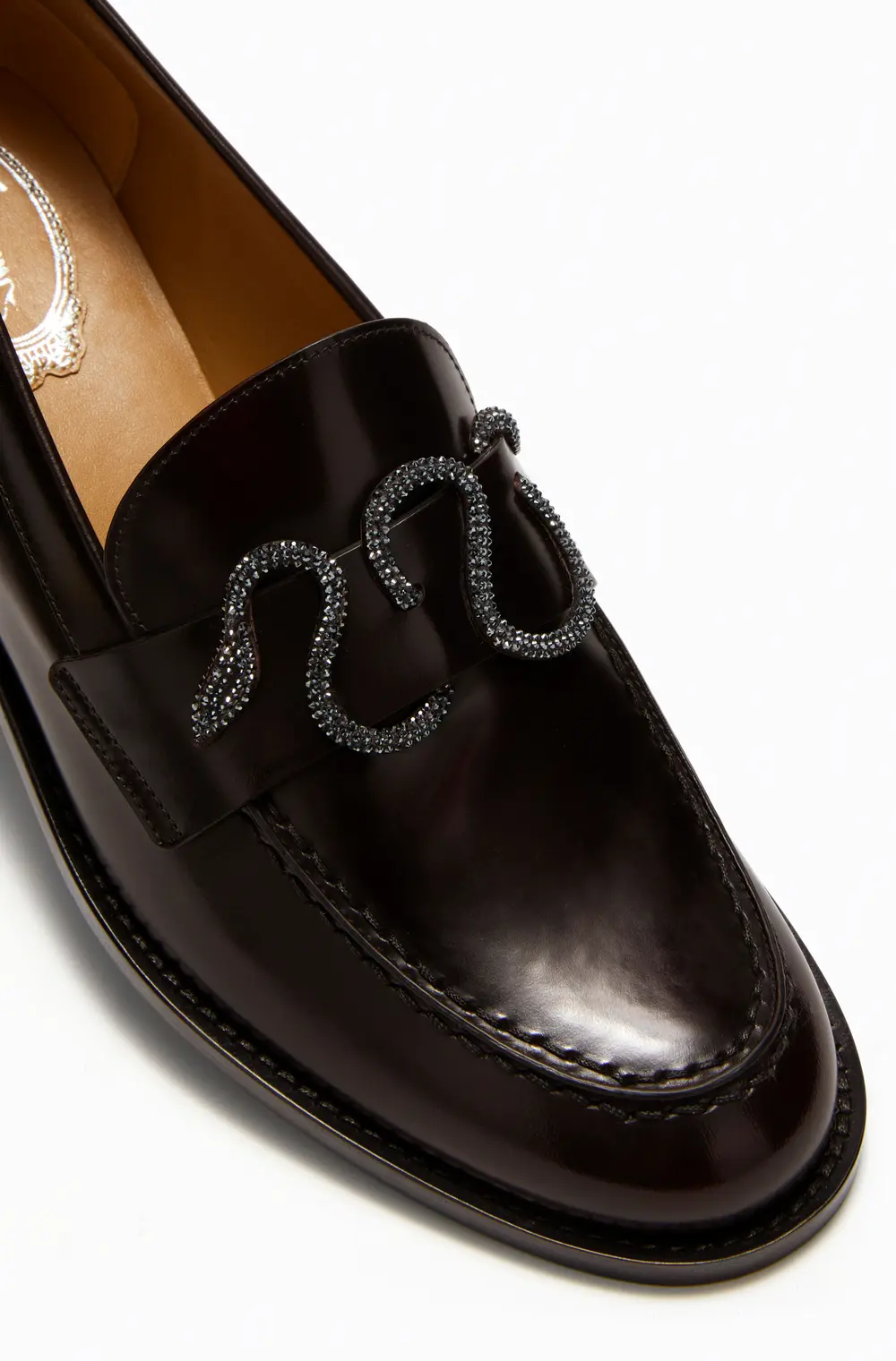 Rene Caovilla MORGANA DARK BROWN LOAFER WITH CRYSTALS 20