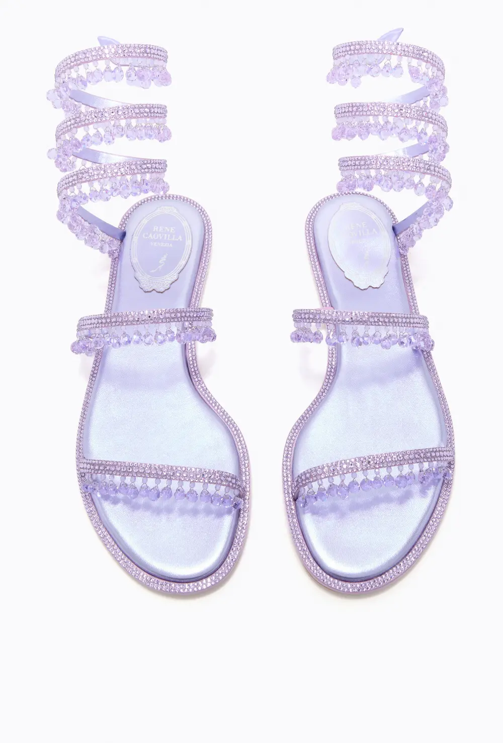 Rene Caovilla CHANDELIER METALLIC VIOLET FLAT SANDAL 10