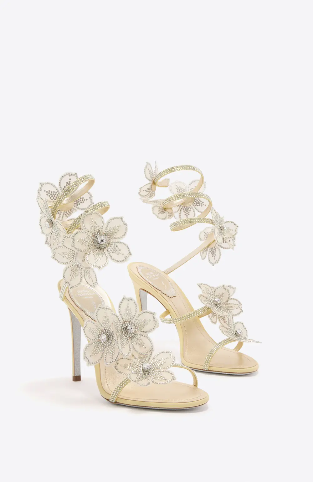 Rene Caovilla PEACH FLOWER BUTTER YELLOW SANDAL 105