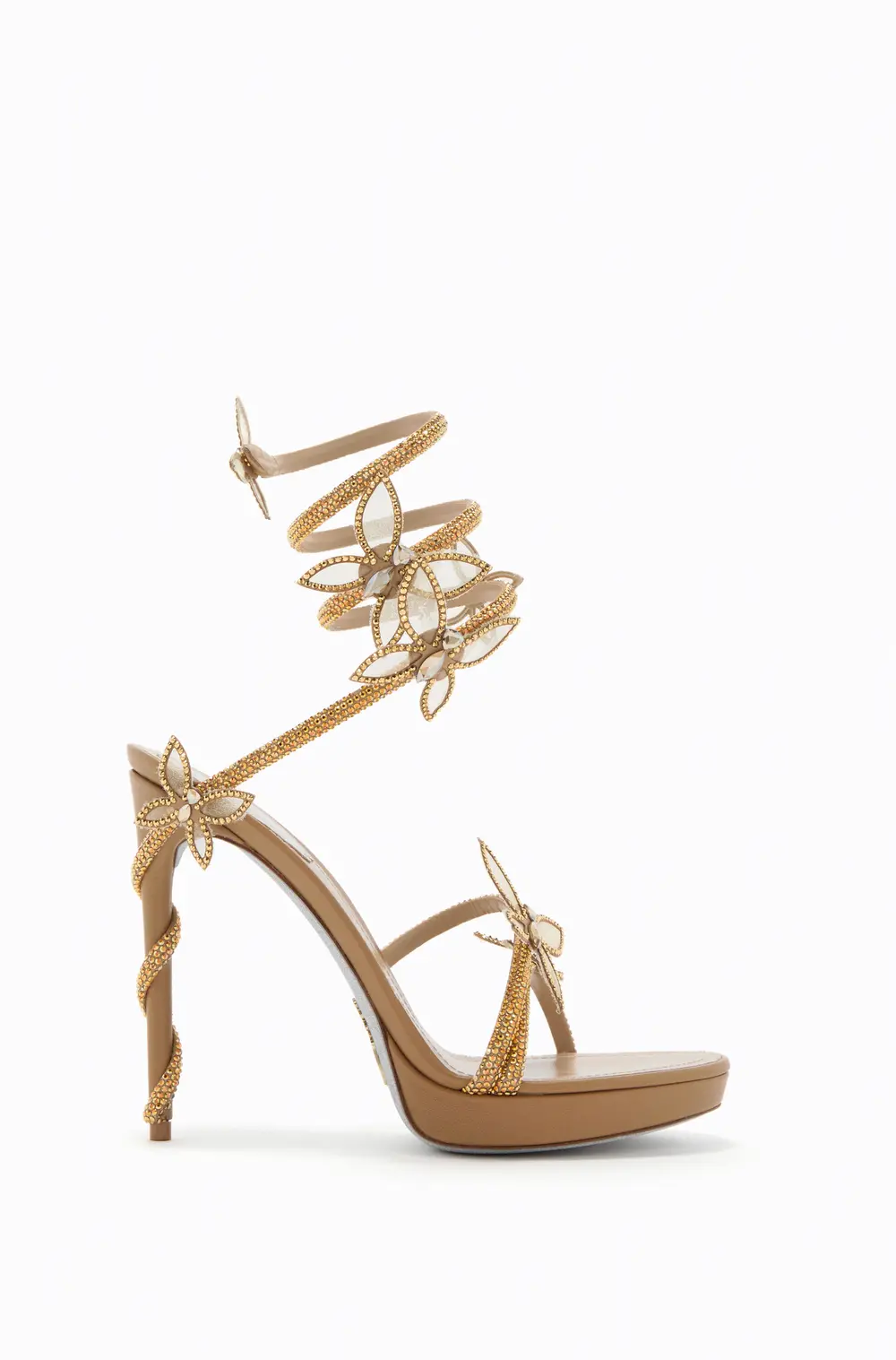 Rene Caovilla MARGOT GOLD PLATFORM SANDAL WITH BUTTERFLIES 120