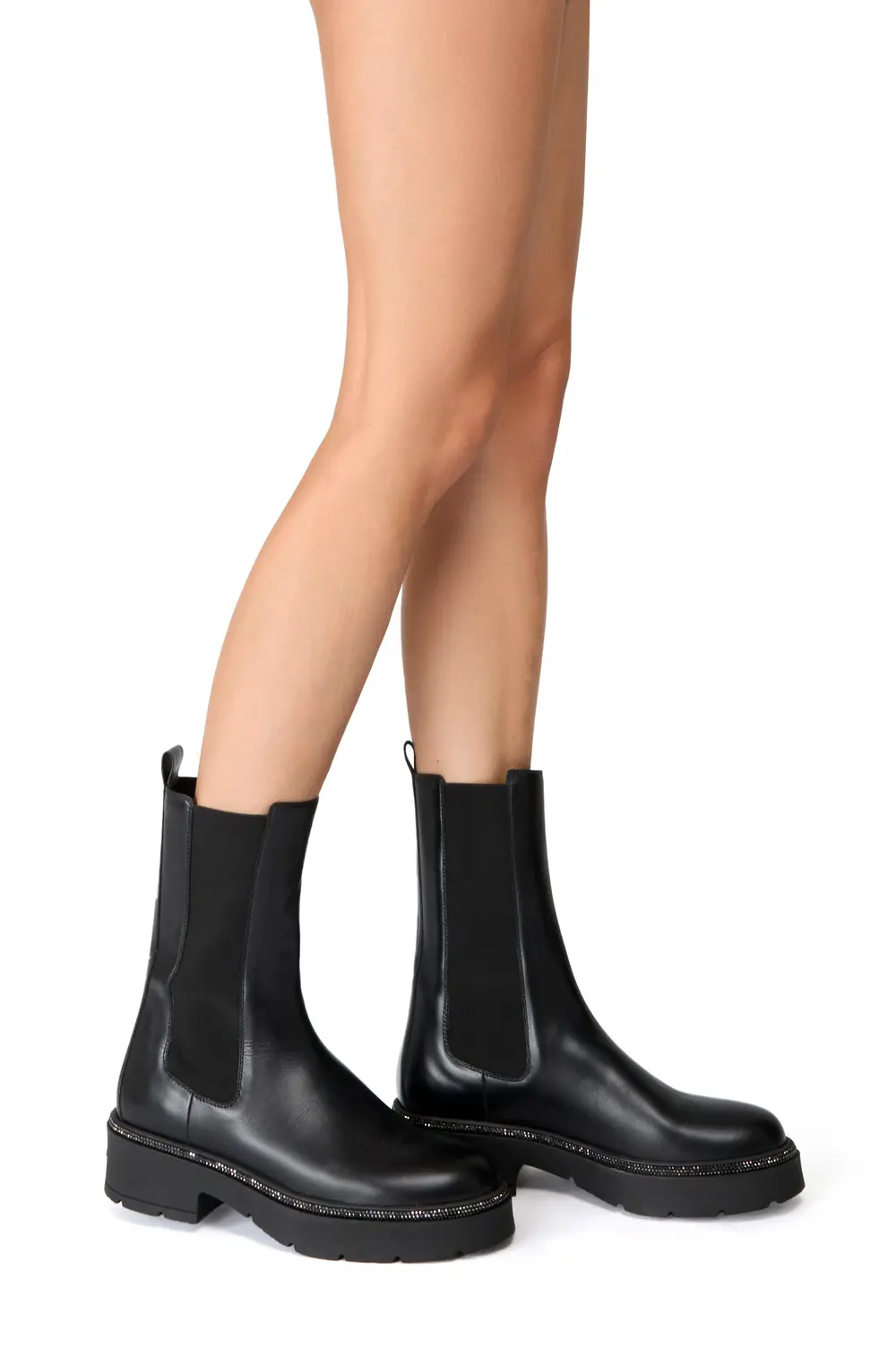 Rene Caovilla BIKA BLACK ANKLE BOOT WITH CRYSTALS 50