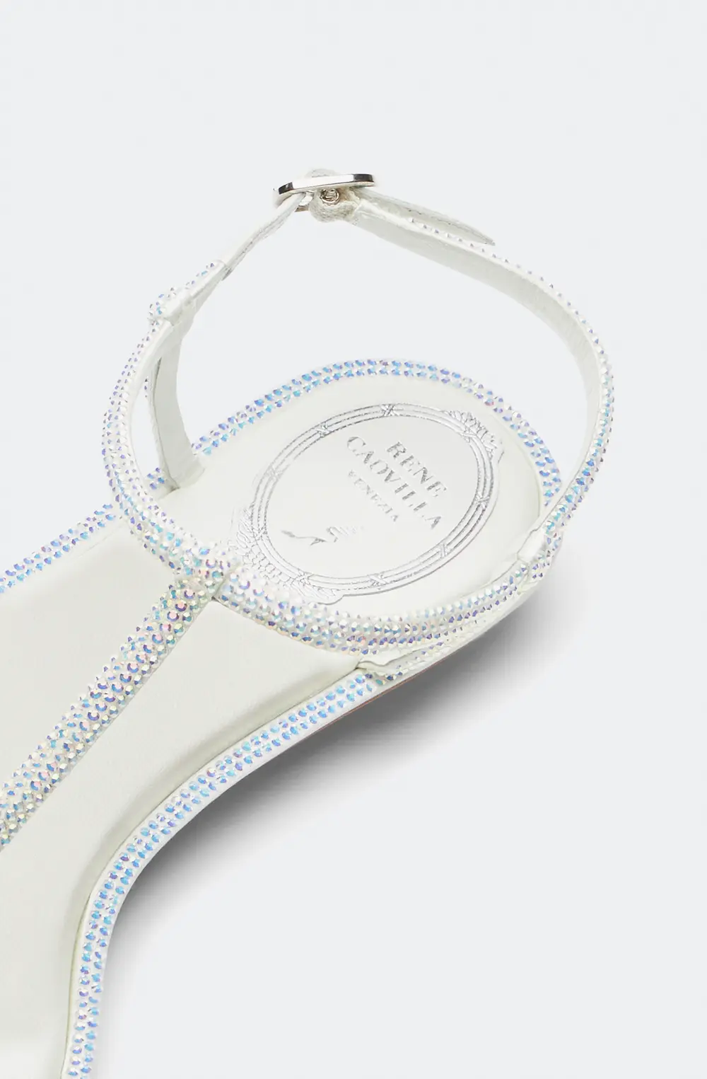Rene Caovilla DIANA WHITE SANDAL WITH CRYSTALS 10