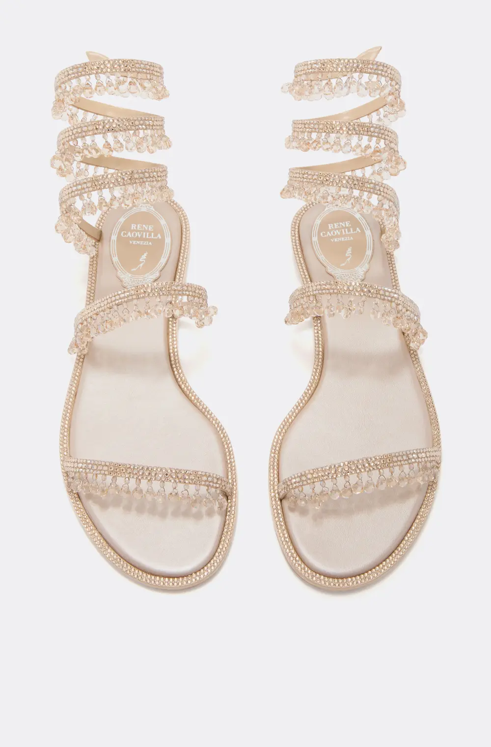 Rene Caovilla CHANDELIER GOLD FLAT SANDAL 10