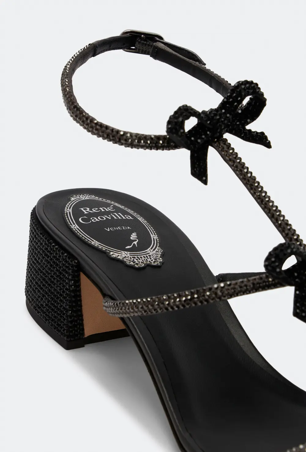 Rene Caovilla Caterina Crystal Black Sandal 40