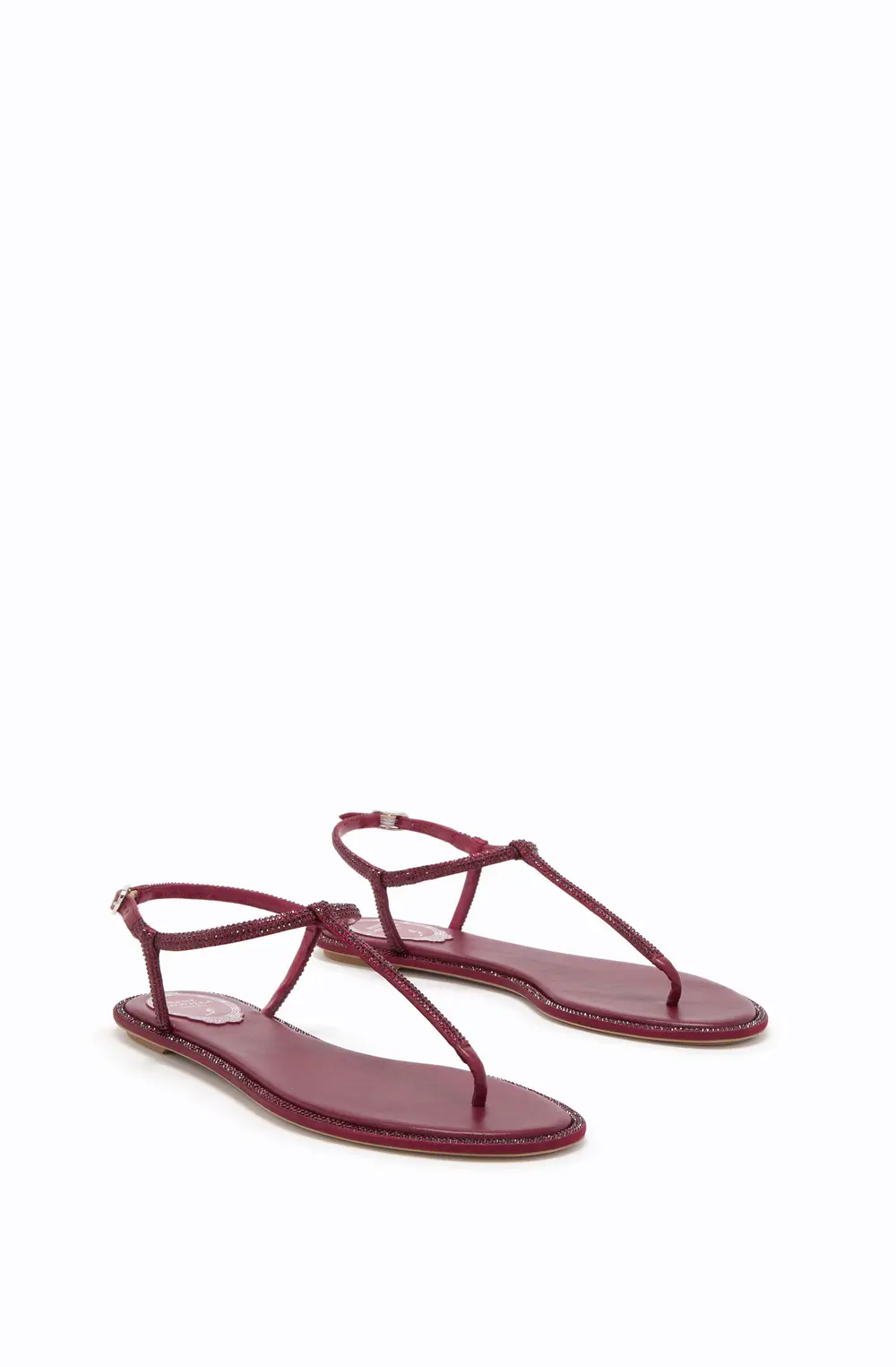 Rene Caovilla DIANA BURGUNDY SANDAL WITH CRYSTALS 10