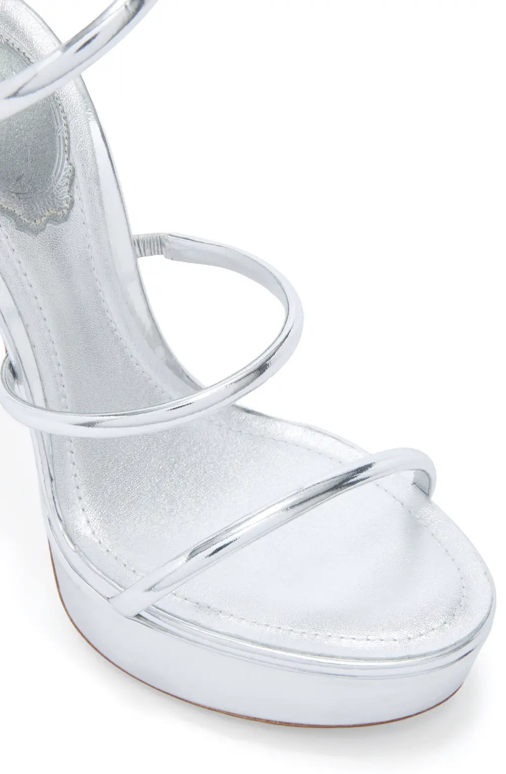 Rene Caovilla CLEO METALLIC SILVER PLATFORM SANDAL 130