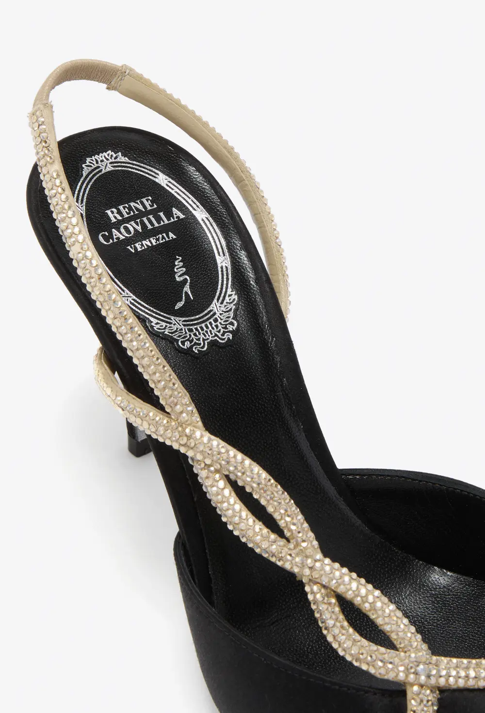 Rene Caovilla BRAID BLACK AND GOLD SLINGBACK 80