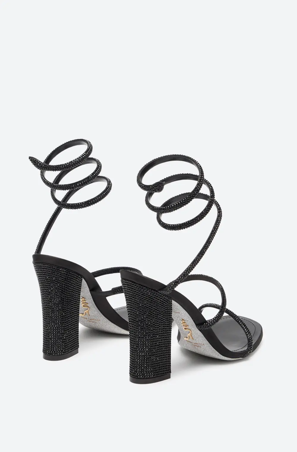 Rene Caovilla CLEO TOTAL BLACK SANDAL WITH SOUL HEEL 105