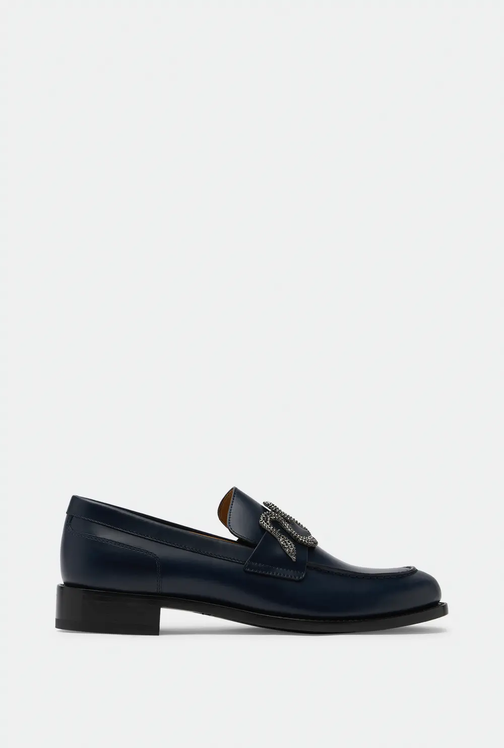 Rene Caovilla Morgana Blue Loafer With Black Matte Crystal 20
