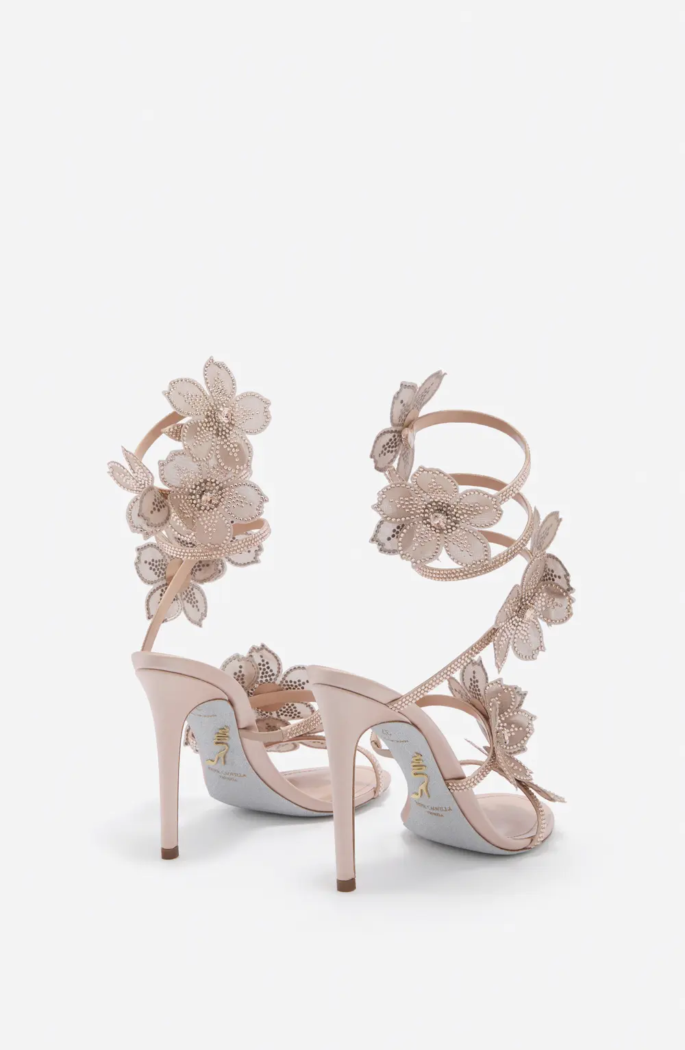 Rene Caovilla PEACH FLOWER BLUSH PINK SANDAL 105