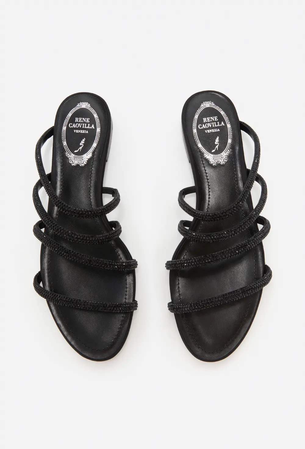 Rene Caovilla ERIN BLACK FLAT SANDAL 10