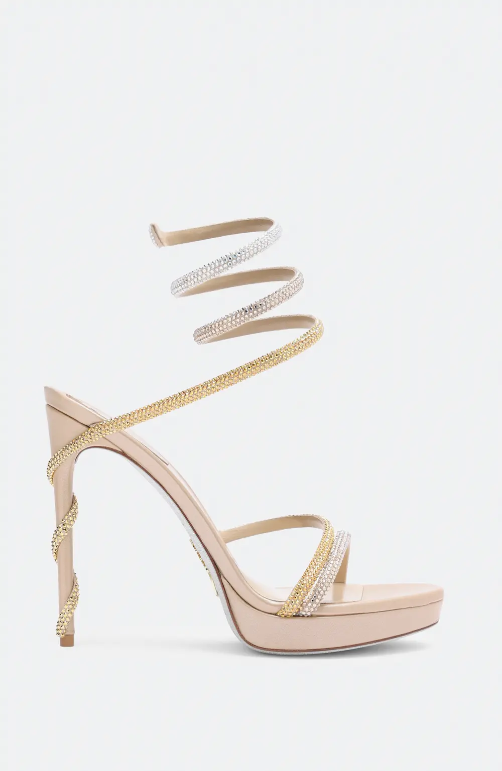 Rene Caovilla Margot Plateau Sandal With Gold And Silver Crystals 120
