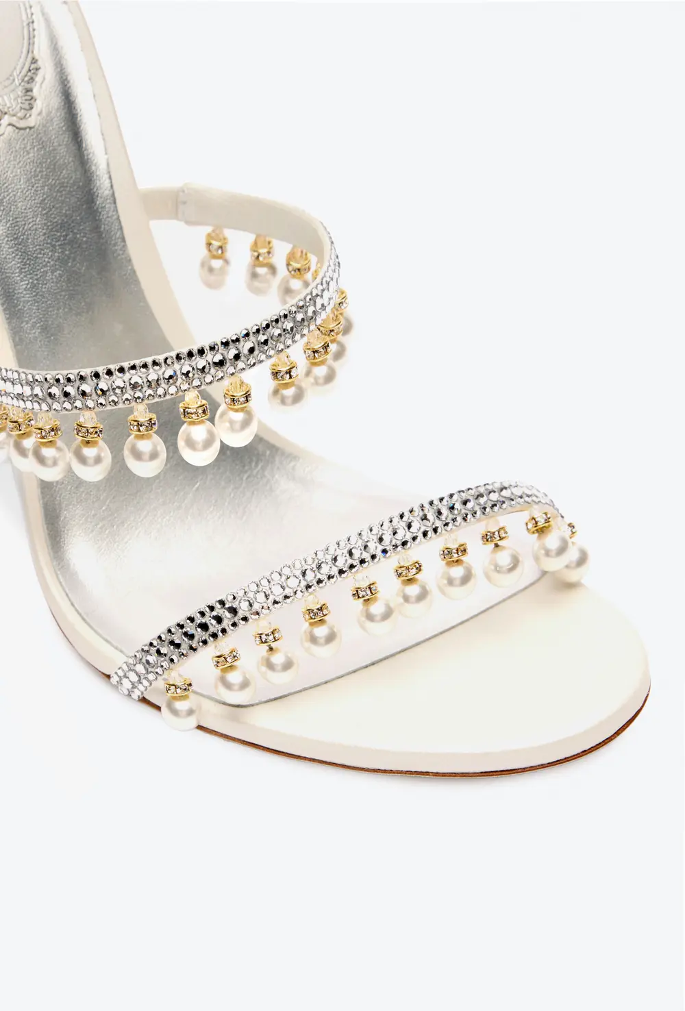 Rene Caovilla CHANDELIER IVORY SANDAL WITH PEARLS 105
