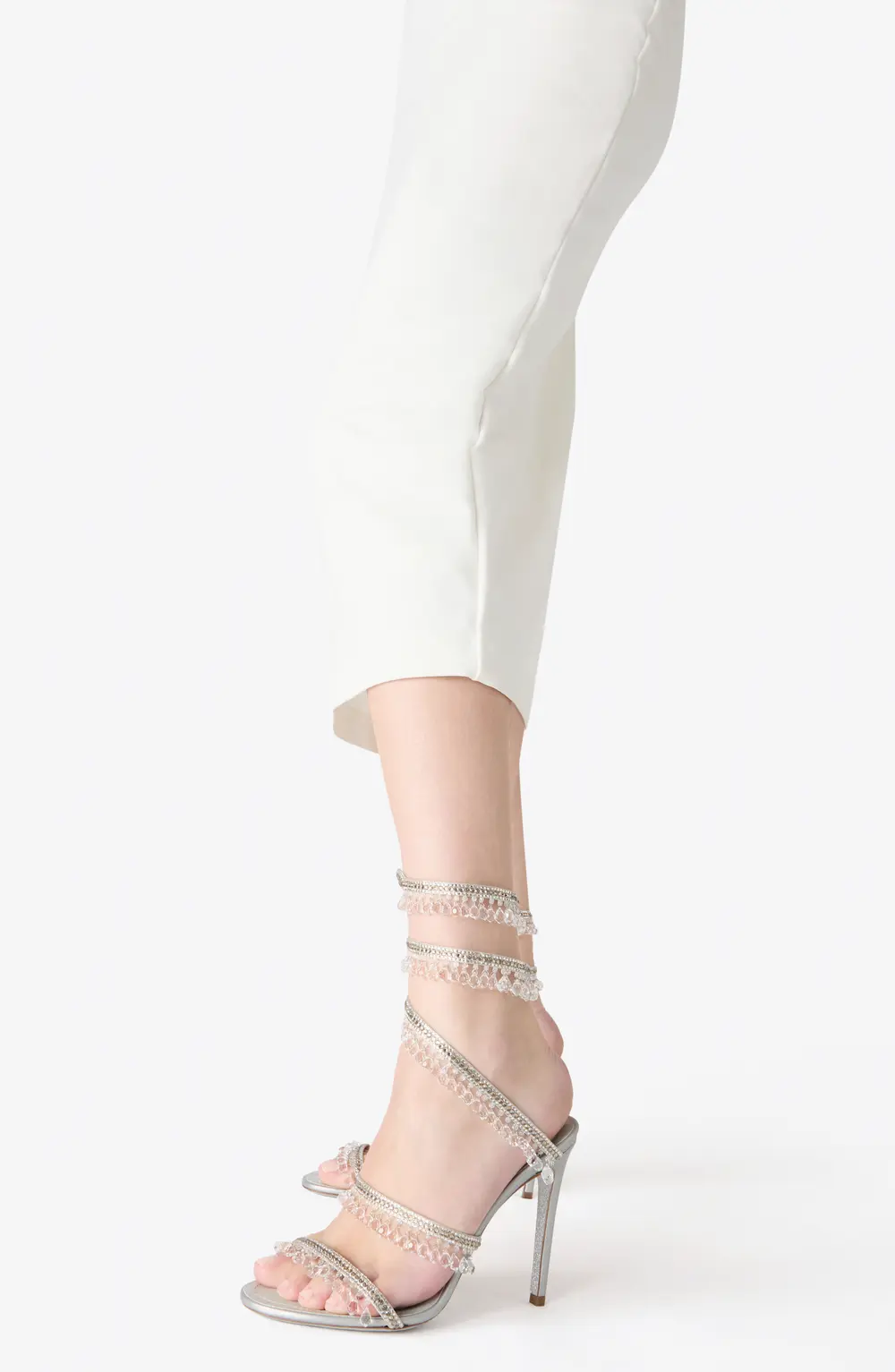 Rene Caovilla CHANDELIER PEARL GREY SANDAL 105