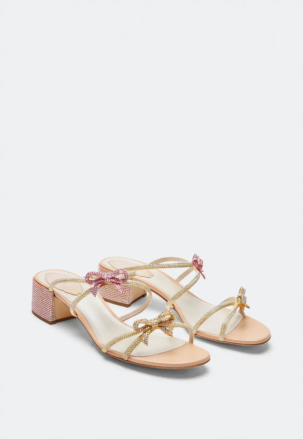 Rene Caovilla Caterina Peach Mule With Crystals 40