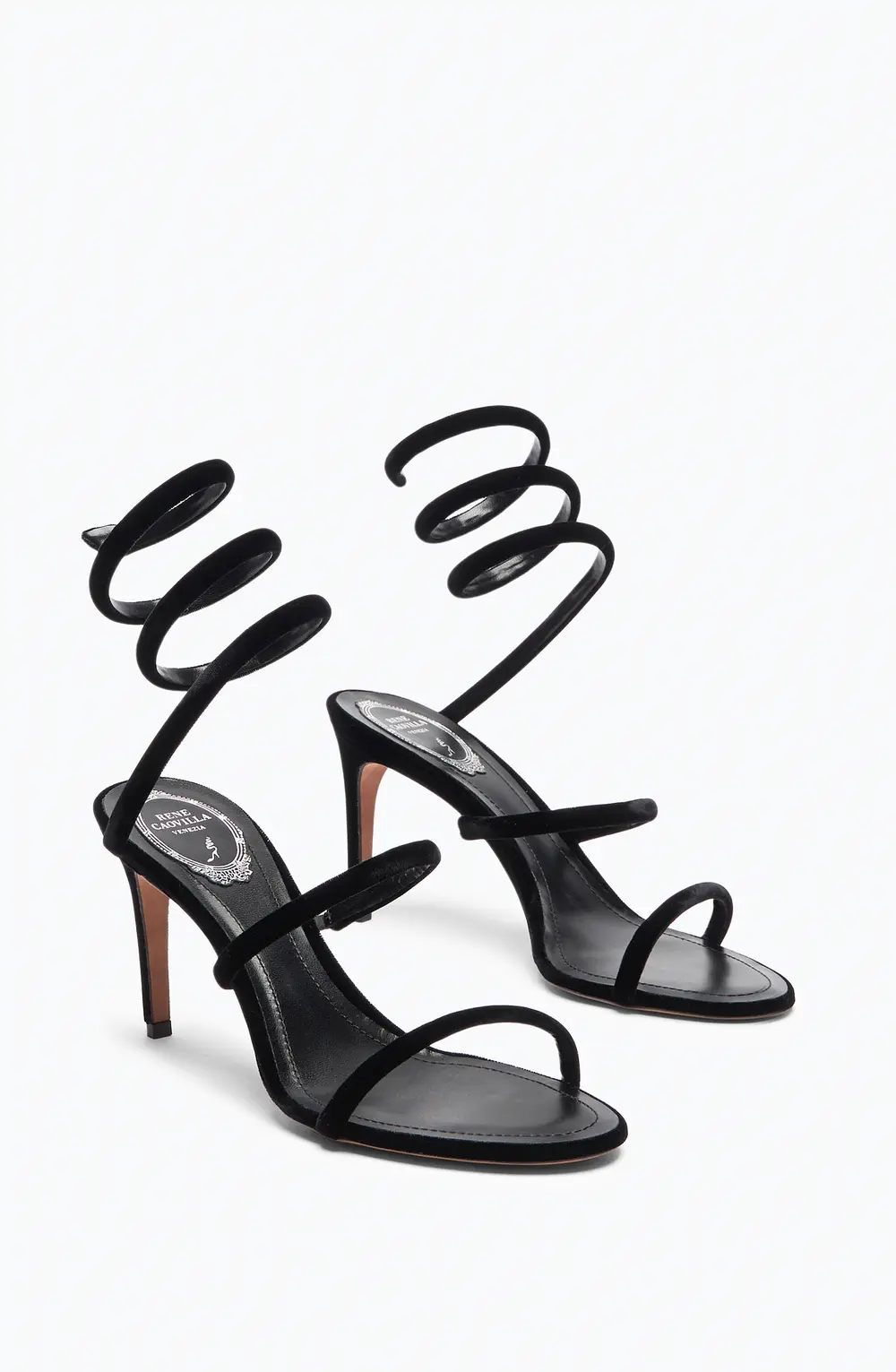 Rene Caovilla CLEO BLACK VELVET SANDAL 80