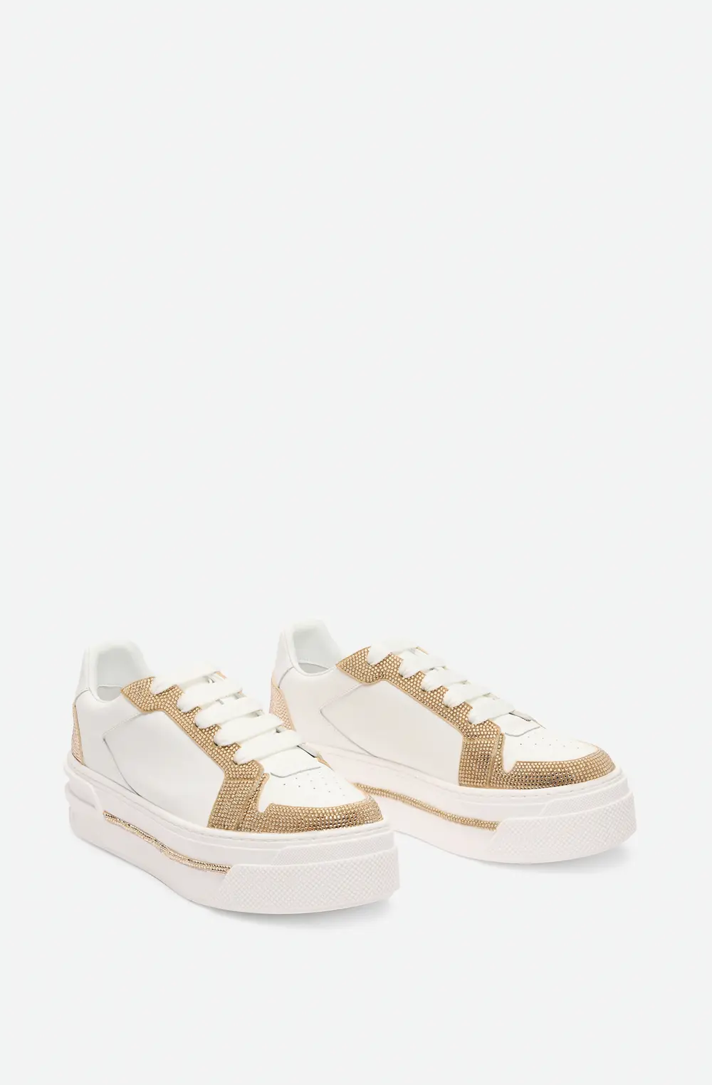 Rene Caovilla XTRA WHITE-GOLD SNEAKER WITH CRYSTALS 50