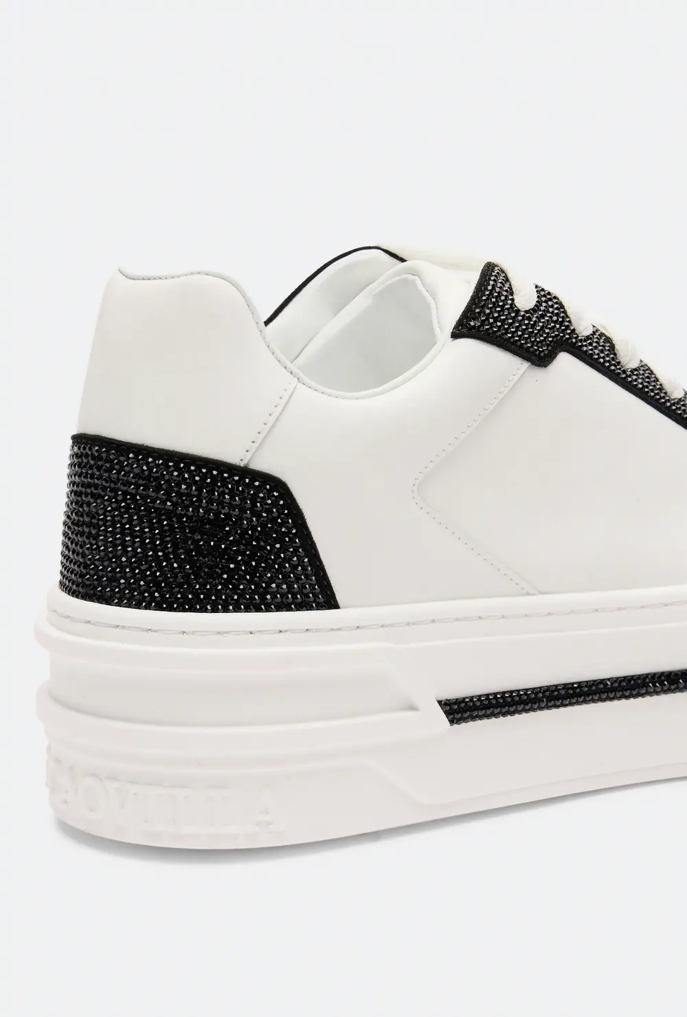 Rene Caovilla XTRA WHITE-BLACK SNEAKER WITH CRYSTALS 50
