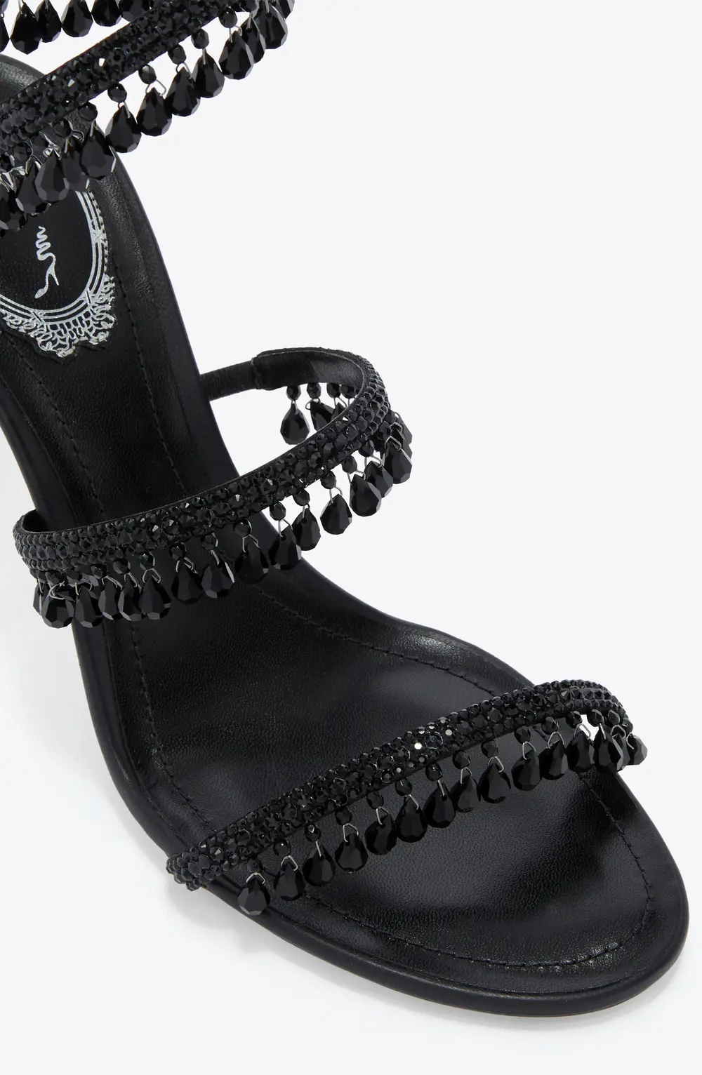 Rene Caovilla CHANDELIER BLACK SANDAL 80