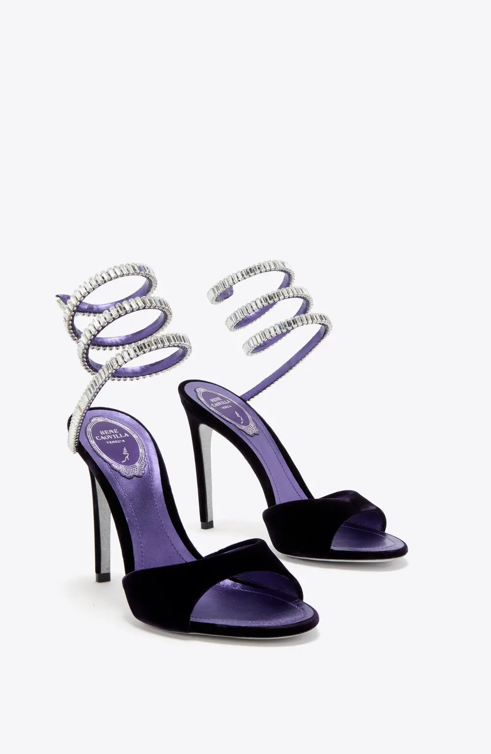 Rene Caovilla SPARK SANDAL IN PURPLE VELVET 105