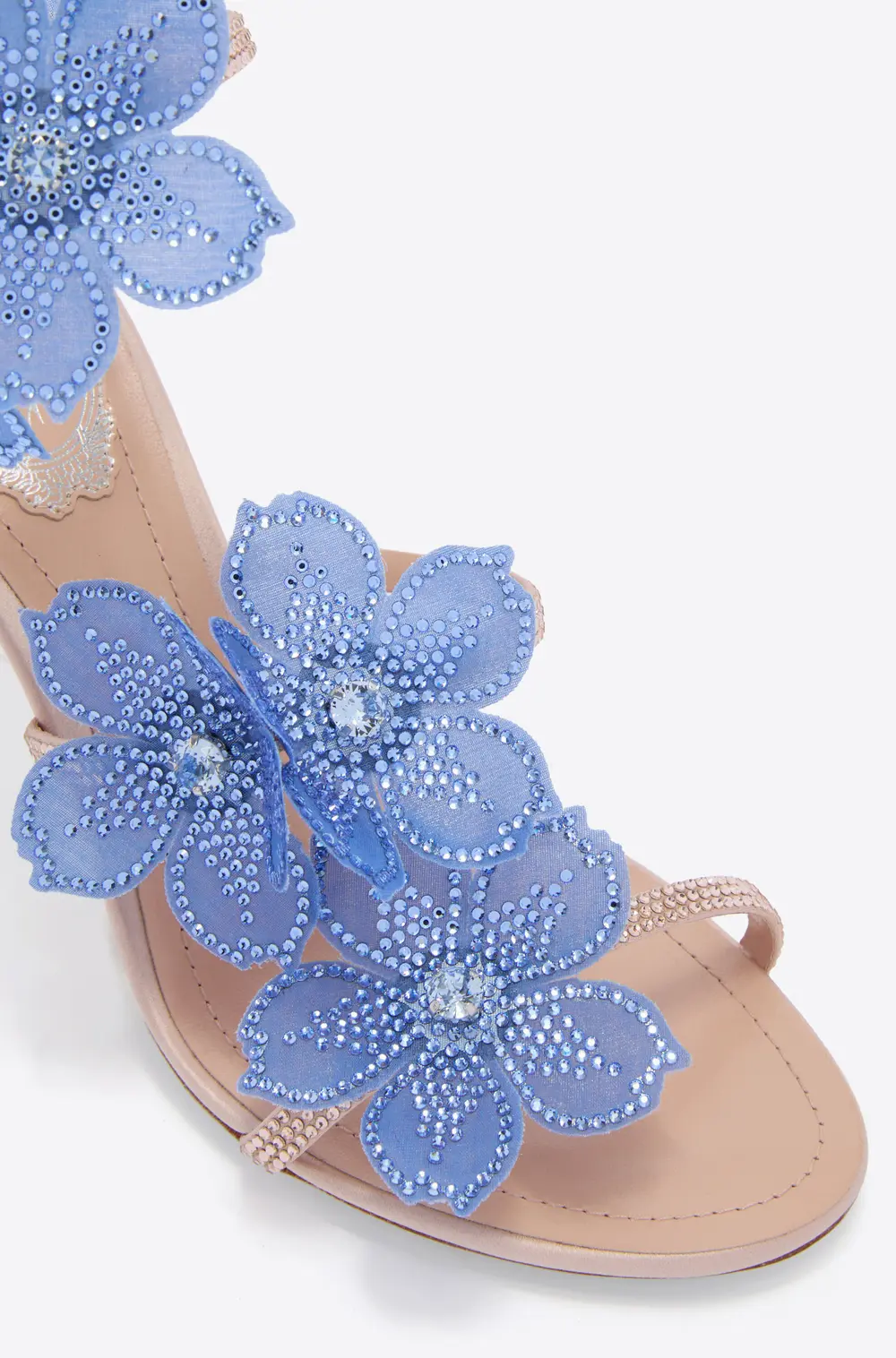 Rene Caovilla PEACH FLOWER BLUSH PINK AND BLUE SANDAL 80