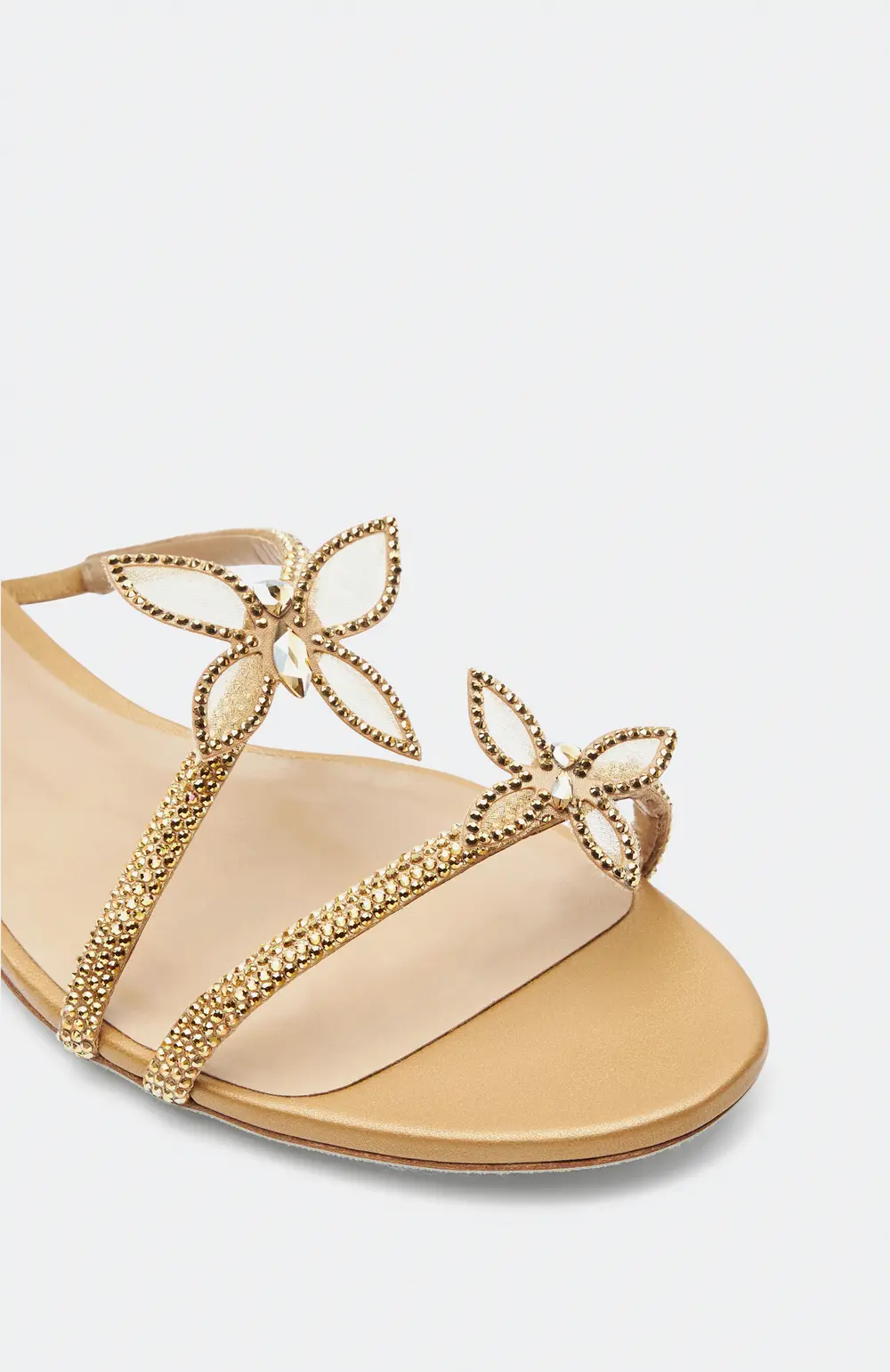 Rene Caovilla Butterflower Crystal Gold Sandal 10