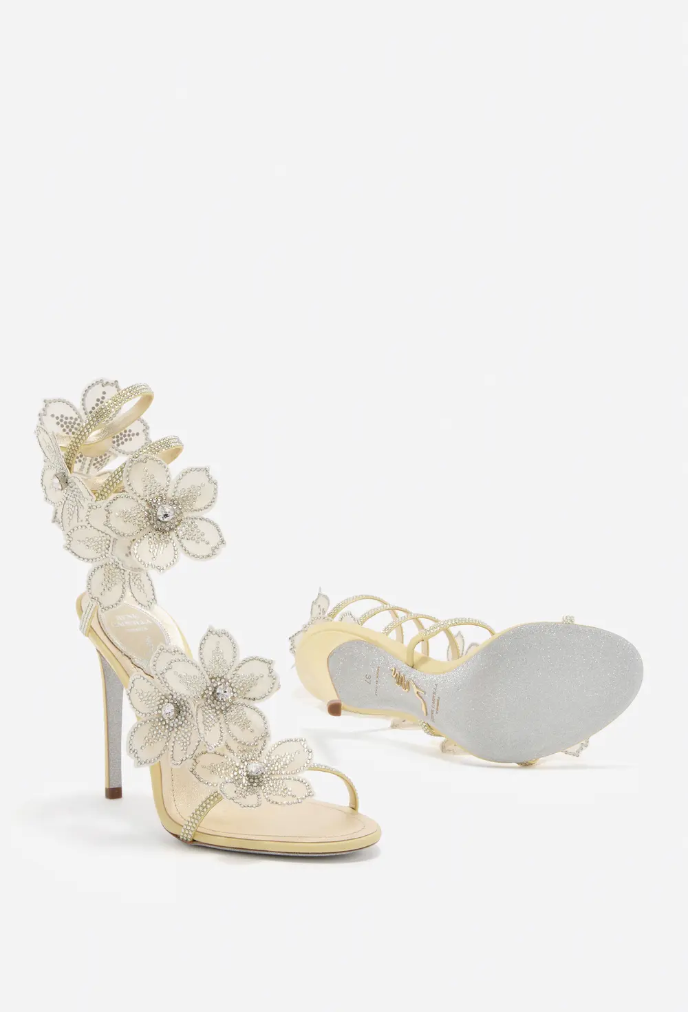 Rene Caovilla PEACH FLOWER BUTTER YELLOW SANDAL 105