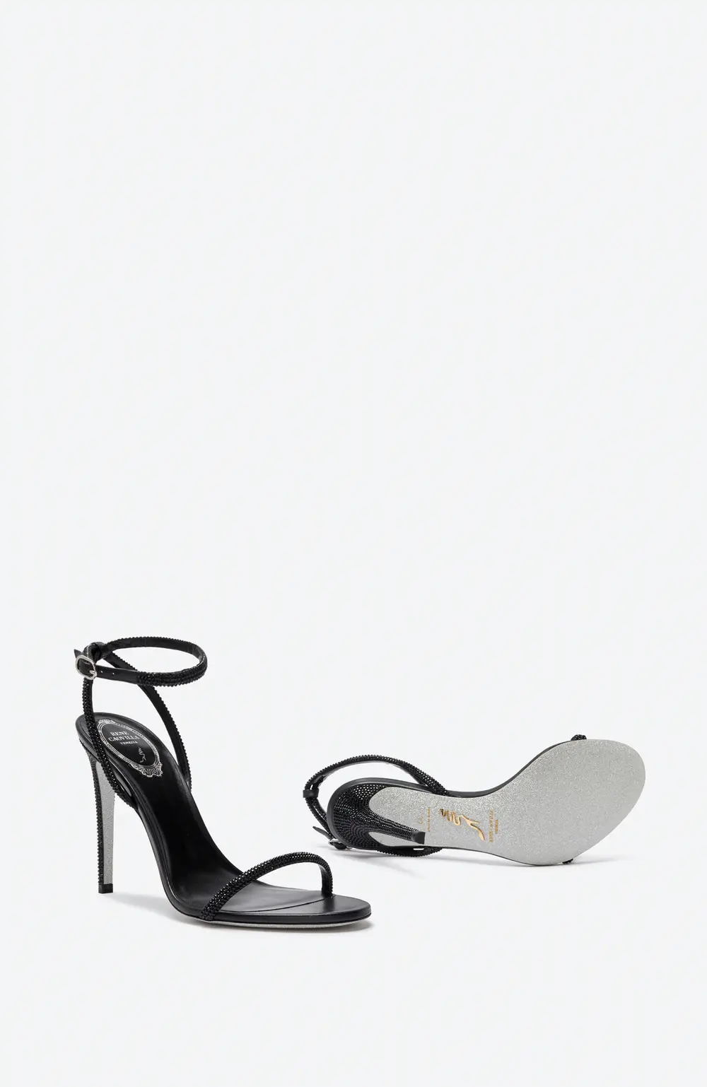 Rene Caovilla Ellabrita Crystal Black Sandal 105