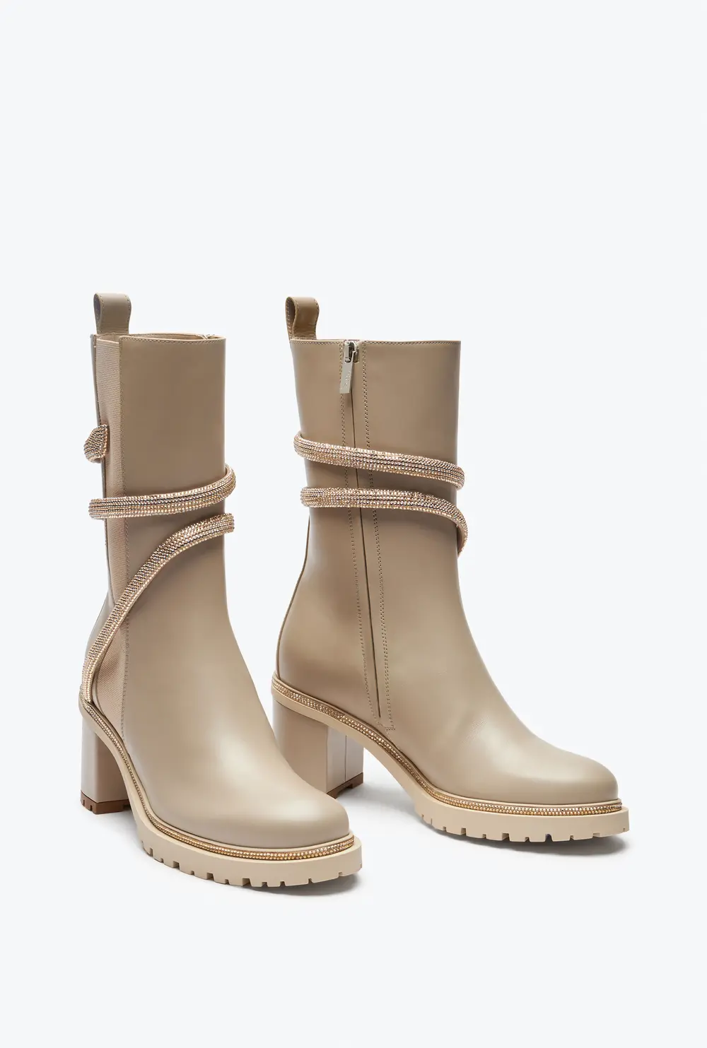 Rene Caovilla Cleo Crystals Beige Bootie 60