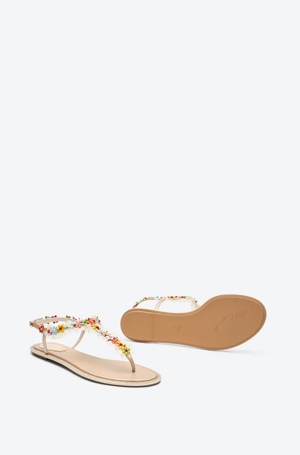 Rene Caovilla BLOOM NUDE FLAT SANDAL 10