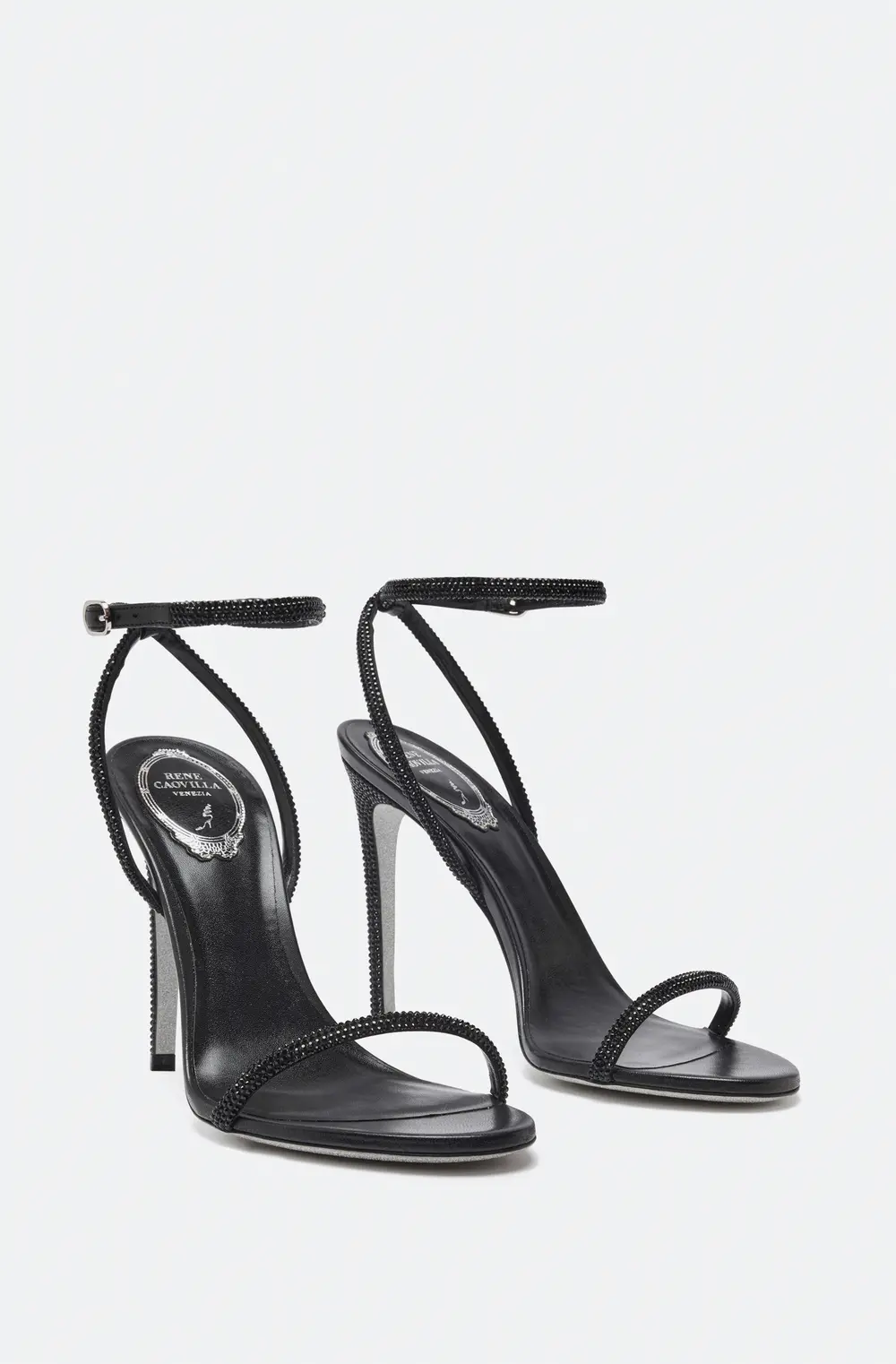 Rene Caovilla Ellabrita Crystal Black Sandal 105