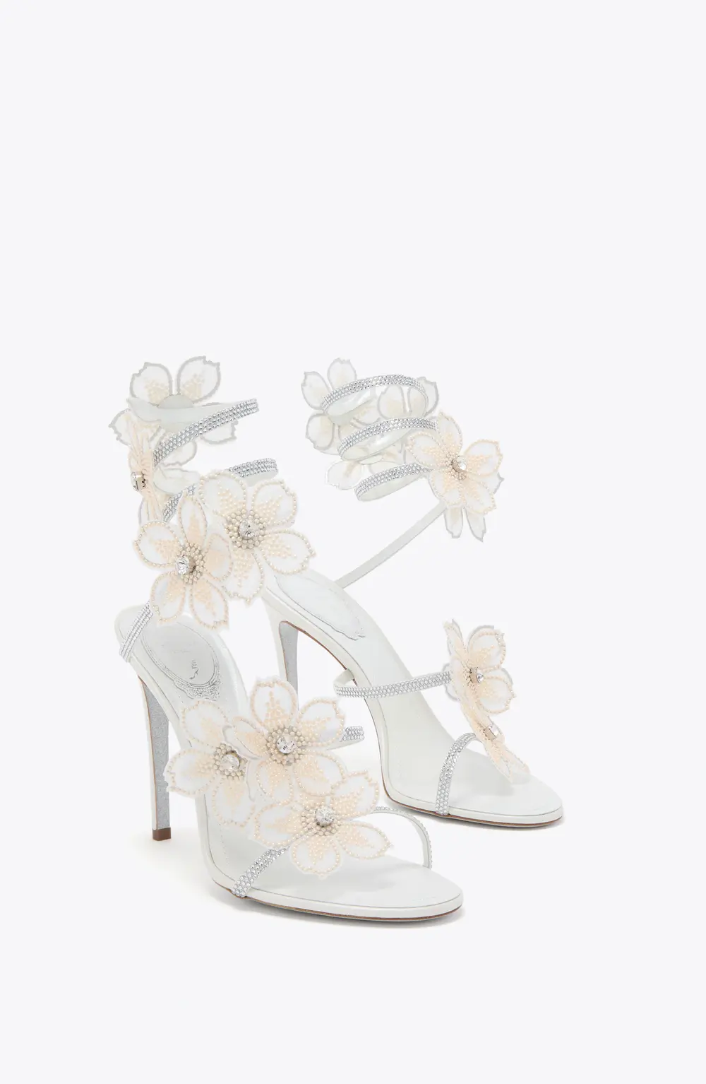 Rene Caovilla PEACH FLOWER IVORY SANDAL 105