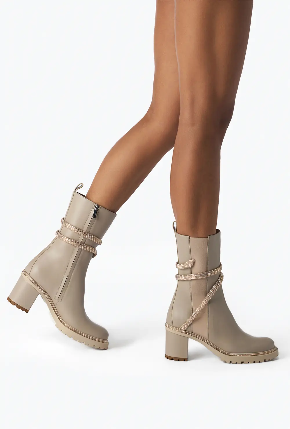 Rene Caovilla Cleo Crystals Beige Bootie 60