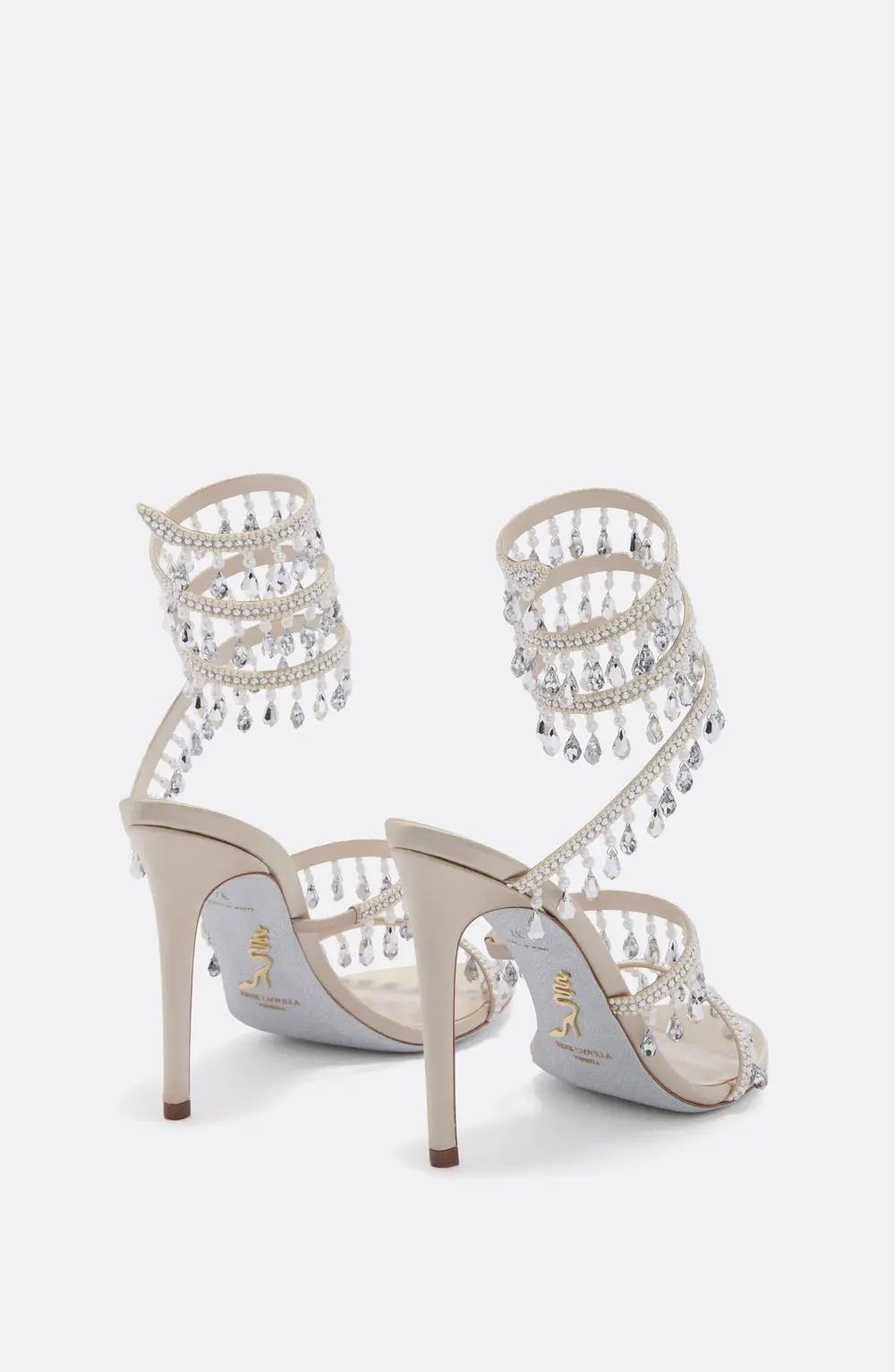 Rene Caovilla CHANDELIER BEIGE SANDAL WITH PEARLS 105