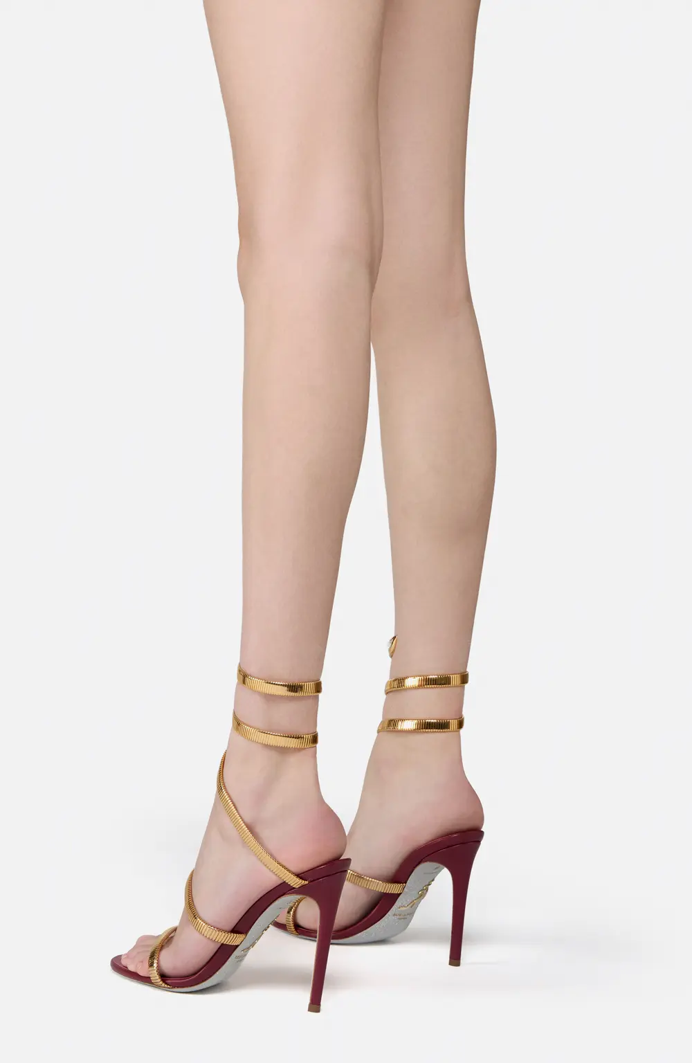 Rene Caovilla JUNIPER BURGUNDY AND GOLD SANDAL 105