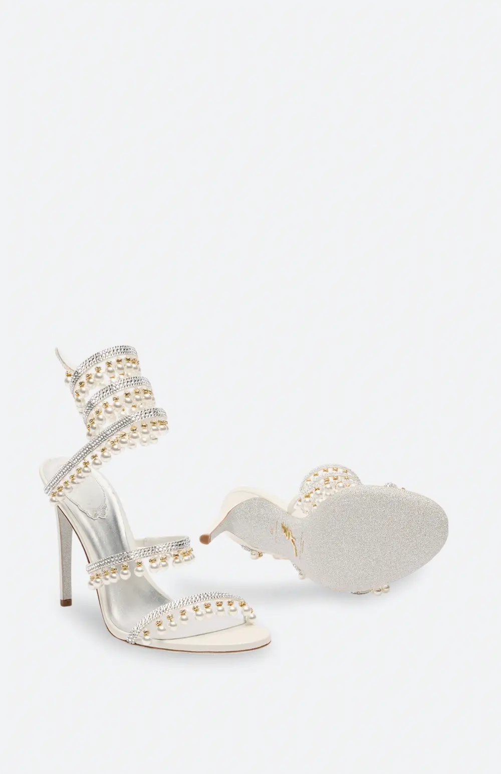 Rene Caovilla CHANDELIER IVORY SANDAL WITH PEARLS 105